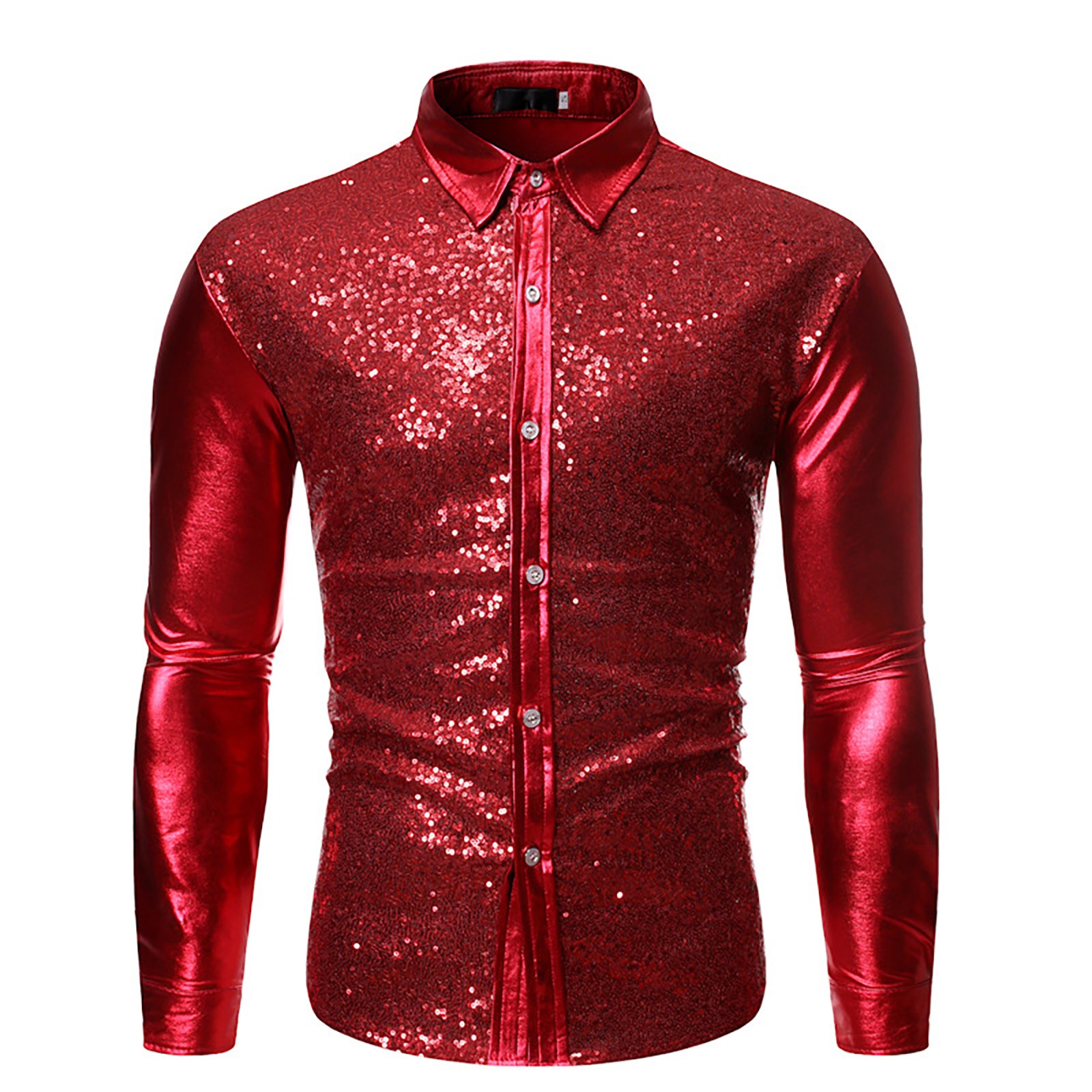 thumbnail image 5 of Camisa estampada de manga larga para hombre: blusa informal estampada, material de poliéster, tallas reales, S-XL, 5 of 8